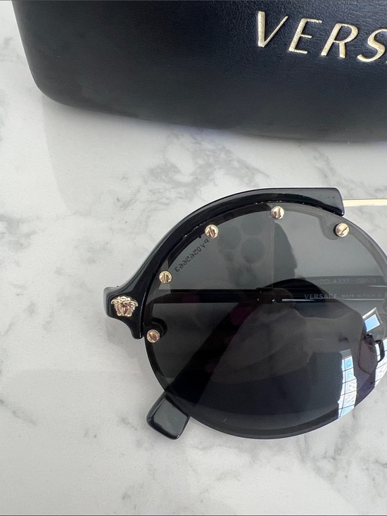 Versace Black and Gold Round Stud-Trim Sunglasses main image 6